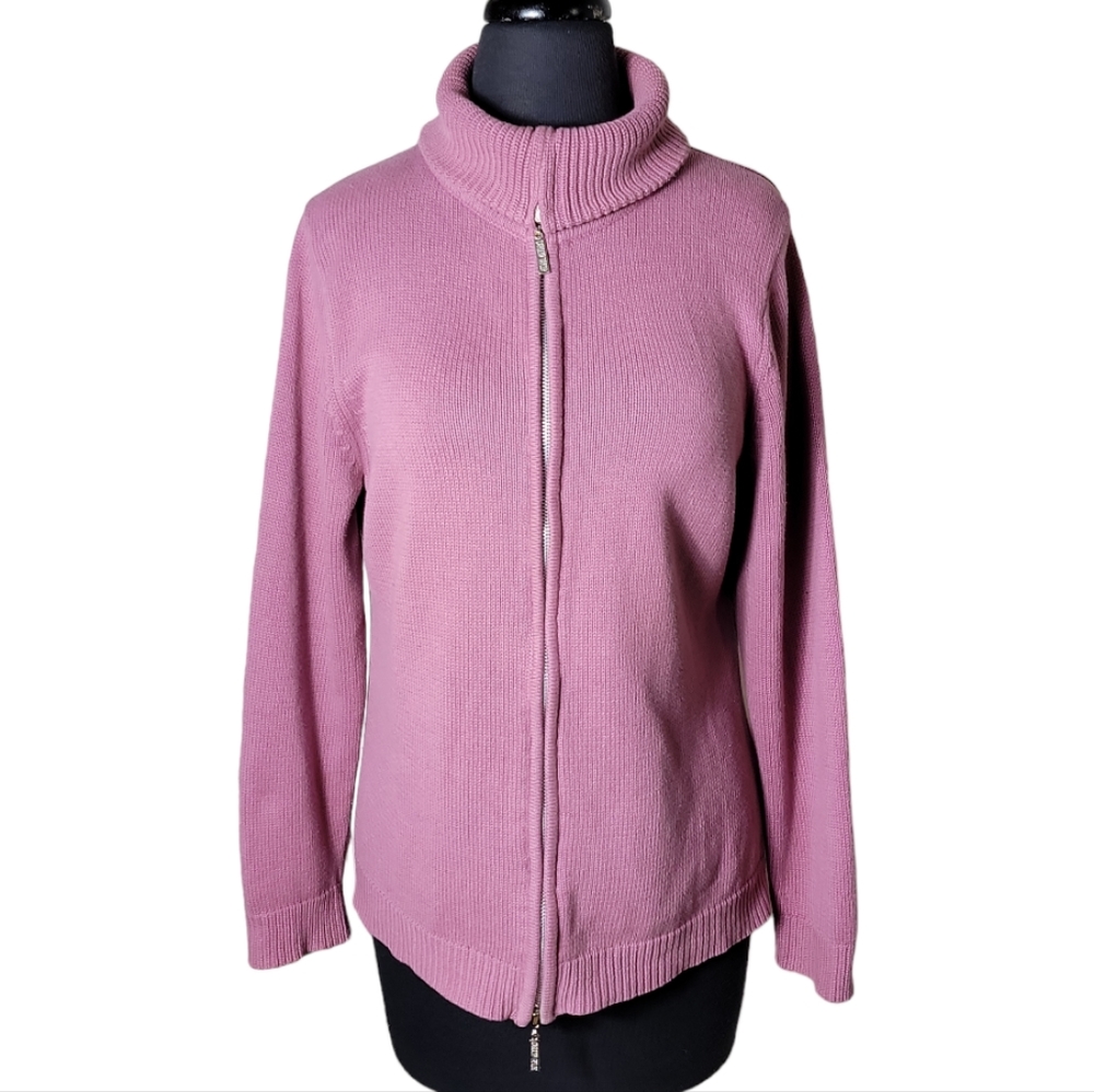 Carolyn Taylor for BY Design Essential zip up high neck pink sweater size medium